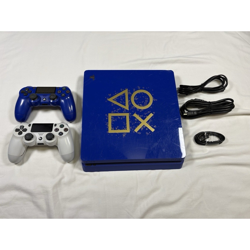 Sony PlayStation 4 Slim 1TB Days of Play Blue Limited Edition Bundle 2 Control